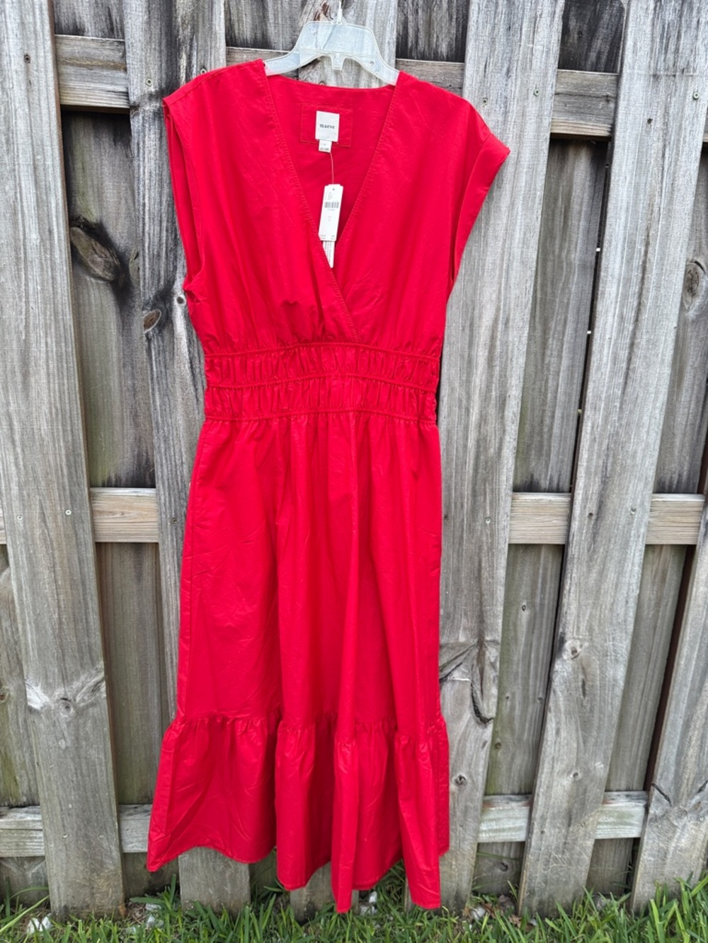 Maeve Vibrant Red Maxi Dress with Smocked Waist
